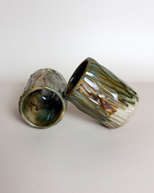 Conjunto Copos Café Texturados Cerâmica Artesanal FOREST