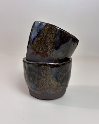 Conjunto Copos Café Expresso Cerâmica Artesanal MARBLE Dark