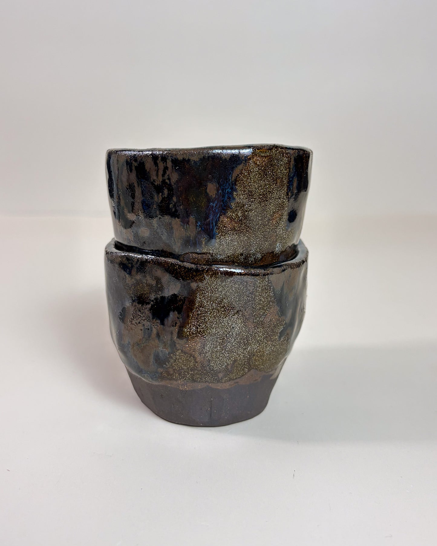 Conjunto Copos Café Expresso Cerâmica Artesanal MARBLE Dark