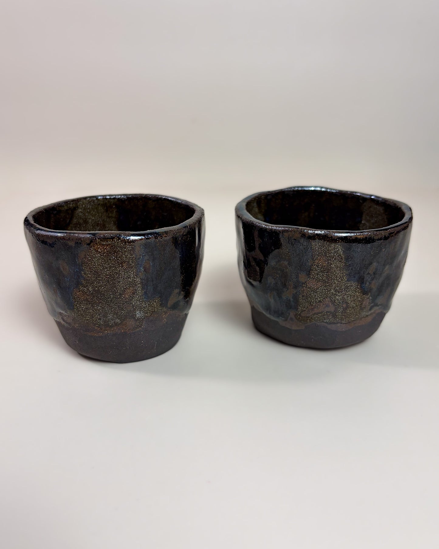 Conjunto Copos Café Expresso Cerâmica Artesanal MARBLE Dark