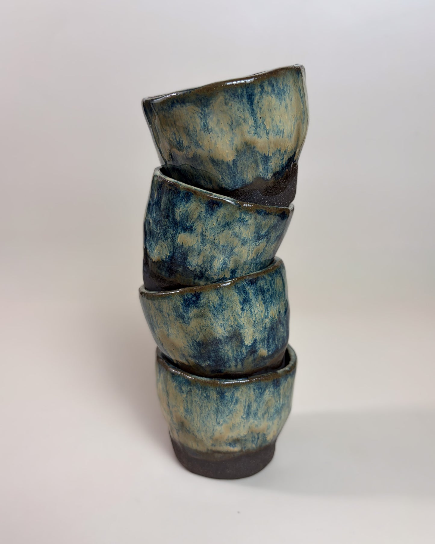 Conjunto Copos Café Expresso Cerâmica Artesanal WAVES Dark