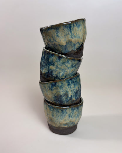 Conjunto Copos Café Expresso Cerâmica Artesanal WAVES Dark