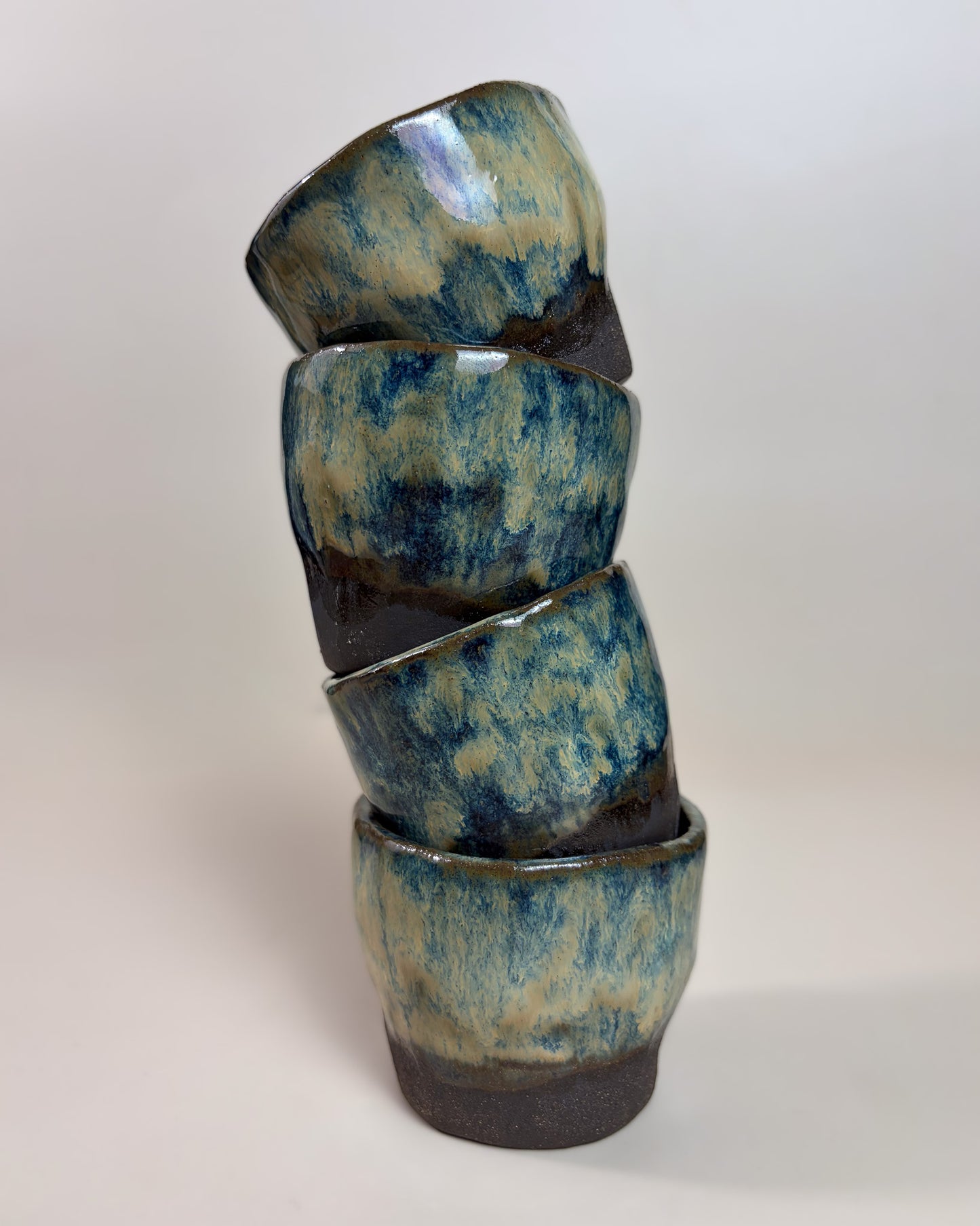 Conjunto Copos Café Expresso Cerâmica Artesanal WAVES Dark