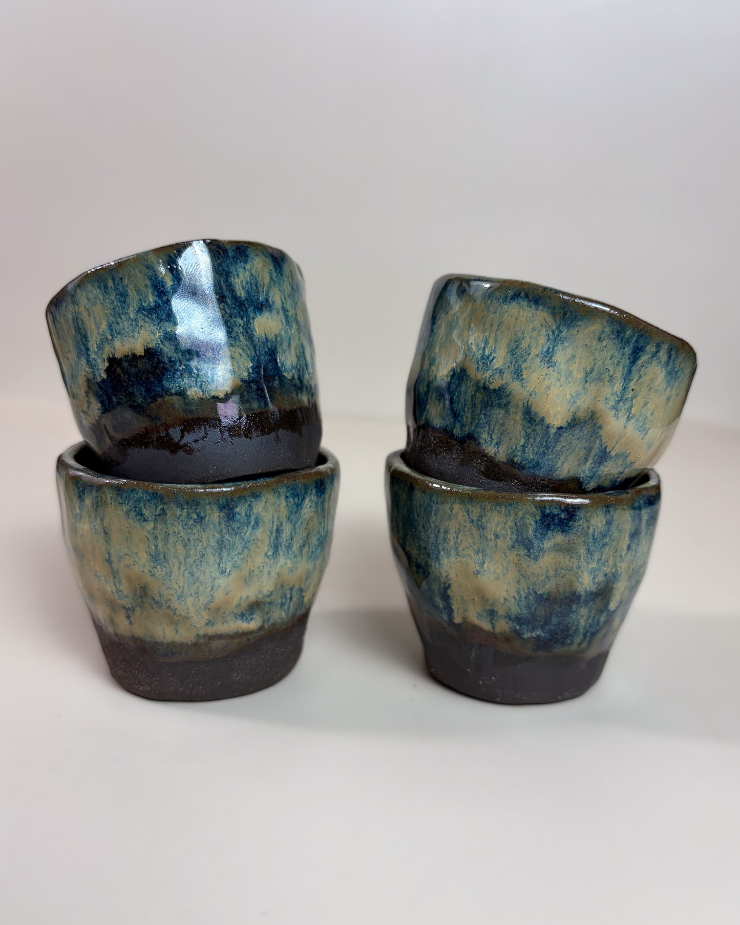 Conjunto Copos Café Expresso Cerâmica Artesanal WAVES Dark