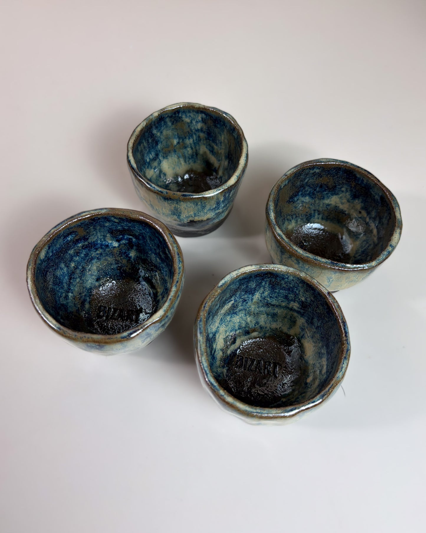 Conjunto Copos Café Expresso Cerâmica Artesanal WAVES Dark