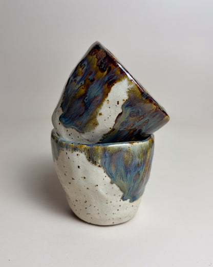 Conjunto Copos Café Cerâmica Artesanal MARBLE Light