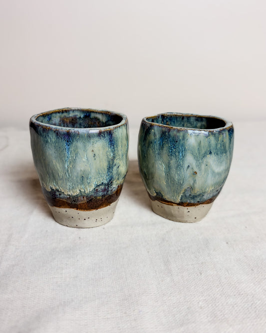 Conjunto Copos Café Expresso Cerâmica Artesanal WAVES