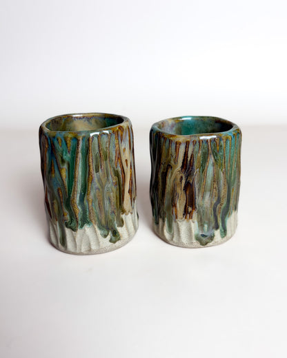 Conjunto Copos Café Texturados Cerâmica Artesanal FOREST