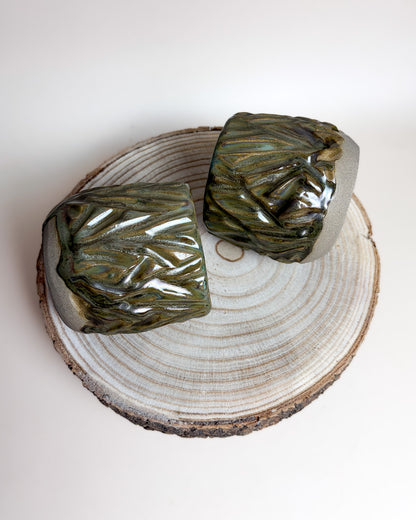 Conjunto 2 Copos Texturados Cerâmica Artesanal MUSGO