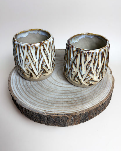Conjunto 2 Copos Texturados Cerâmica Artesanal VANILLA