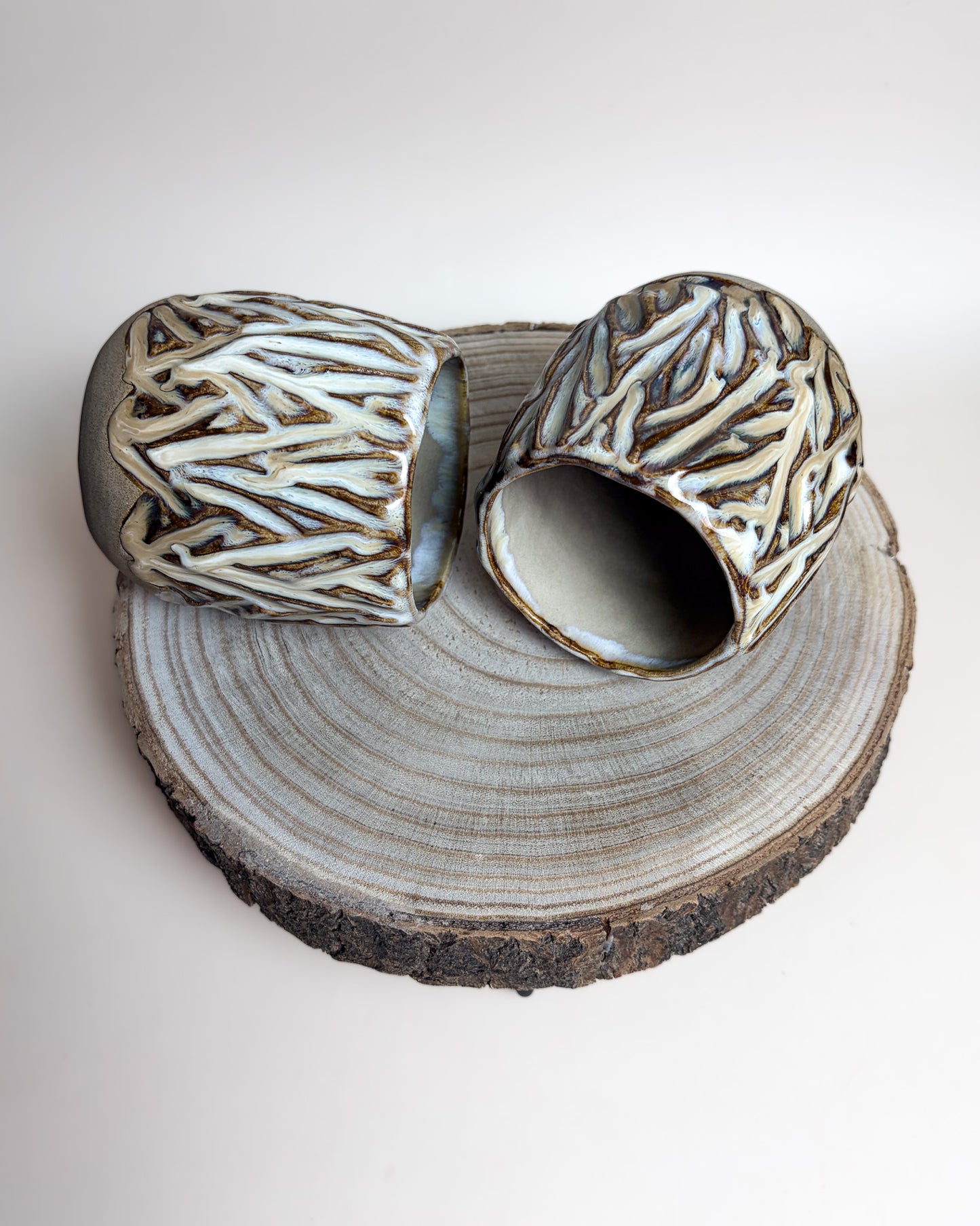 Conjunto 2 Copos Texturados Cerâmica Artesanal VANILLA