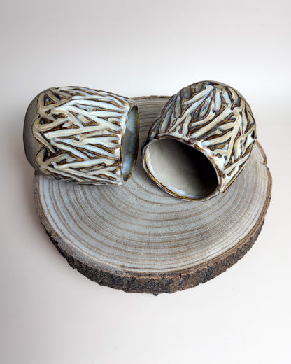 Conjunto 2 Copos Texturados Cerâmica Artesanal VANILLA