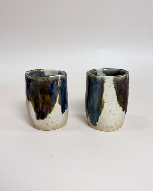 Conjunto 2 Copos Café Cerâmica Artesanal MARBLE Light