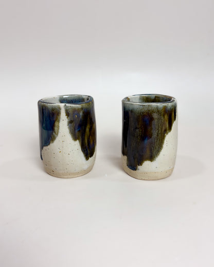 Conjunto 2 Copos Café Cerâmica Artesanal MARBLE Light